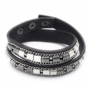 Stella & Dot Silver Gray Double-Wrap Bracelet